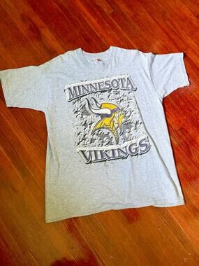 Vintage 90s Fruit Of Loom Heather Gray NFL Minnesota Vikings Tee X-Large T-shirt